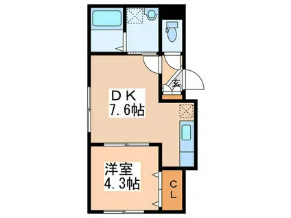 LIGHT POINT 月寒(1DK/2階)の間取り写真