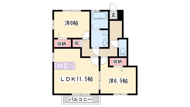ハイムエルピスIII(2LDK/1階)の間取り写真