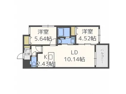 ミカエルアルファV(2LDK/2階)の間取り写真