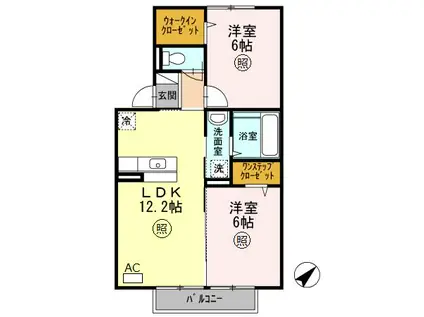 ミモザ・コート(2LDK/2階)の間取り写真