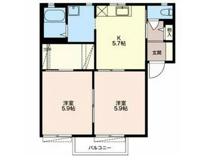 パストラル尾花(2K/2階)の間取り写真