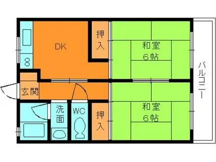 まさごマンションB(2DK/4階)の間取り写真