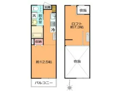 リキューザ下井草(1LDK/1階)の間取り写真