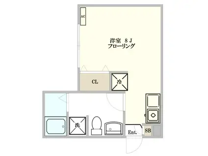 ブライトコート(ワンルーム/2階)の間取り写真