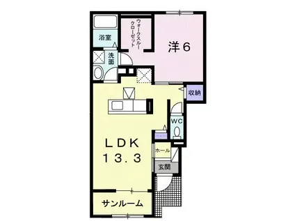 トゥールビヨン I(1LDK/1階)の間取り写真