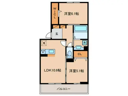 UTATA(2LDK/2階)の間取り写真