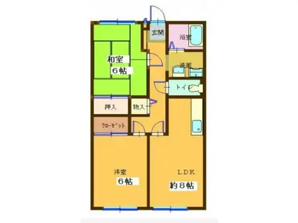 プランドールMITANI A棟(2LDK/2階)の間取り写真