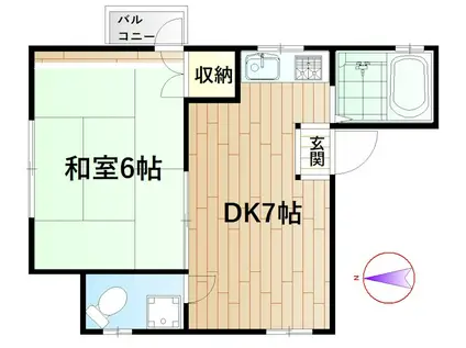 平林 ビル(1DK/3階)の間取り写真