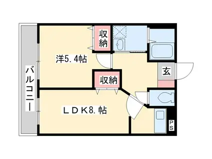 ピエモンテ二日市(1LDK/4階)の間取り写真