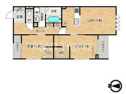 レジデンス東中浜(2LDK/3階)の間取り写真