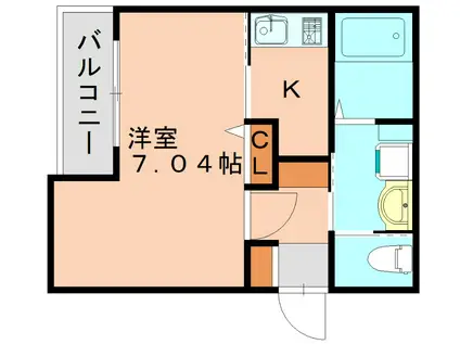 PLATINUM HILLS R(1K/2階)の間取り写真