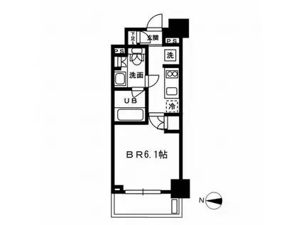 レジディア新宿イースト3(1K/2階)の間取り写真