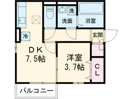 サンシャインパル(1DK/1階)の間取り写真