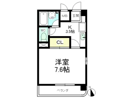 フォルツァ中央(1K/4階)の間取り写真