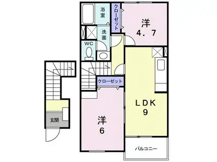 フィールド・レジデンスC(2LDK/2階)の間取り写真