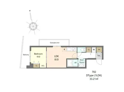 S-RESIDENCE北綾瀬(1LDK/7階)の間取り写真