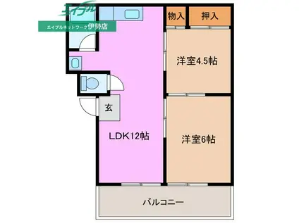 富士ハイツ(2LDK/3階)の間取り写真