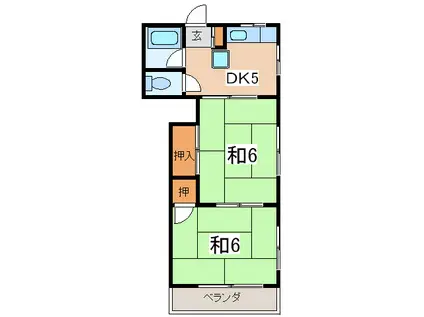 第三睦荘(2DK/2階)の間取り写真