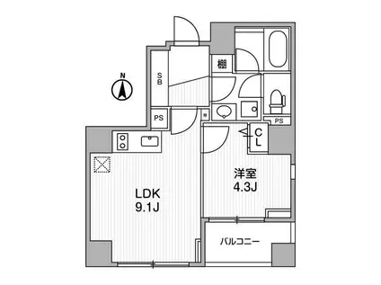 LIGHTHOUSE西新宿(1LDK/6階)の間取り写真