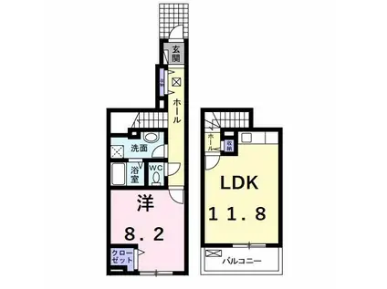 グレースヒルI(1LDK/1階)の間取り写真