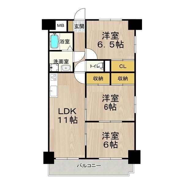 グレースマンション藤(3LDK/6階)の間取り写真
