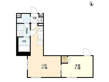 ウェルスクエアイズム目白イースト(1LDK/1階)の間取り写真