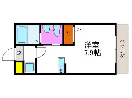 KYOTO HOUSE桂川(ワンルーム/3階)の間取り写真