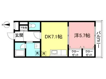 ジュネスプレントリー(1DK/2階)の間取り写真