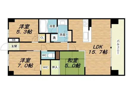 大阪ベイレジデンス(3LDK/7階)の間取り写真
