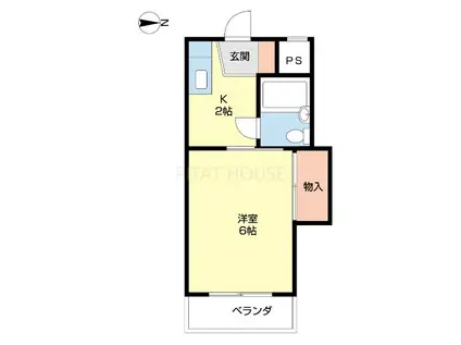 ラヴニール(1K/2階)の間取り写真
