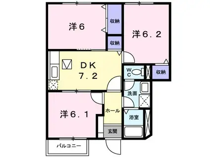 ファミール・ビラB(3DK/1階)の間取り写真