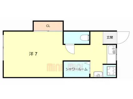 アサヒハイツ(ワンルーム/2階)の間取り写真