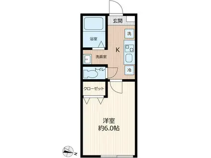 グランフェリオ本千葉(1K/2階)の間取り写真