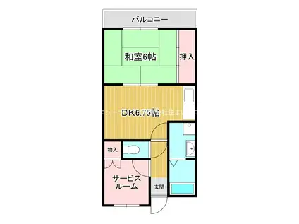 ガーデンハイツB(1SDK/1階)の間取り写真