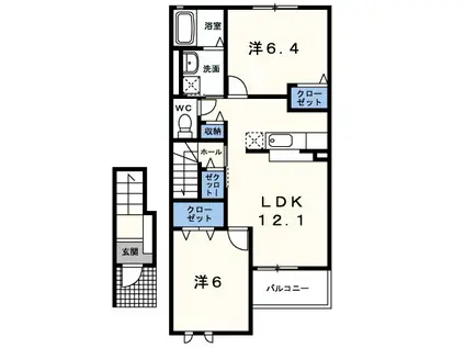 カーサフェリーチェ(2LDK/2階)の間取り写真