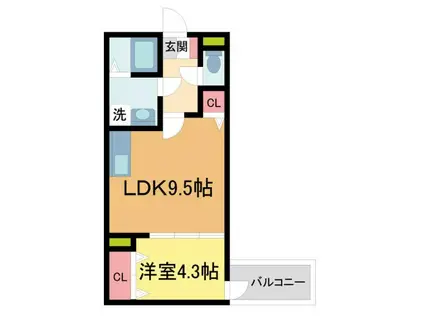 HGS甲子園(1LDK/3階)の間取り写真