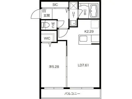 グロワール平和通(1LDK/2階)の間取り写真