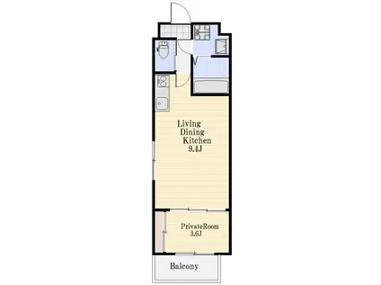 T-SQUARE甲南山手(1LDK/1階)の間取り写真