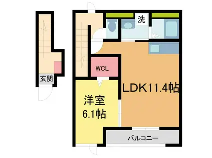 LE・LIEN(1LDK/2階)の間取り写真