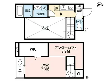 レオルガ伊都(ワンルーム/2階)の間取り写真