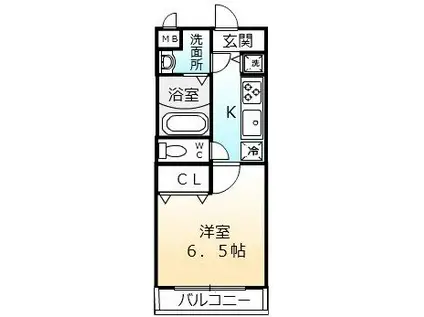 シャルマンフジもずウエスト(1K/4階)の間取り写真