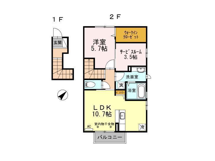 シャルム石堂(1SLDK/2階)の間取り写真