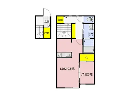 ピュアリィ早稲町(1LDK/2階)の間取り写真
