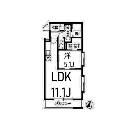 ソレアードビスタ三ッ沢(1LDK/1階)の間取り写真
