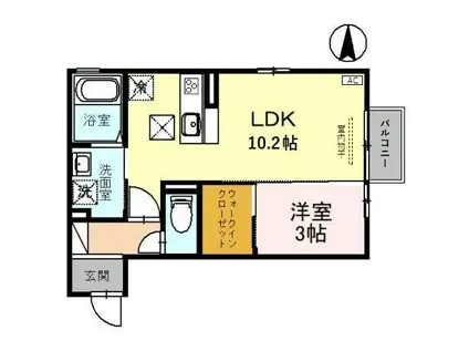 アウルモア示野(1LDK/1階)の間取り写真