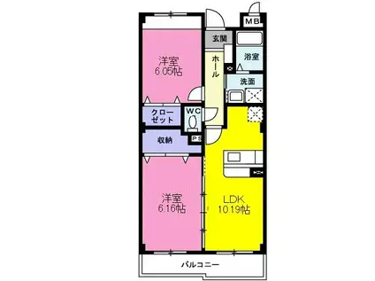 ノースビレッジ(2LDK/3階)の間取り写真