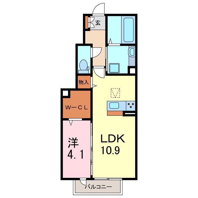 ヴィラ・クオーレII A棟(1LDK/1階)の間取り写真