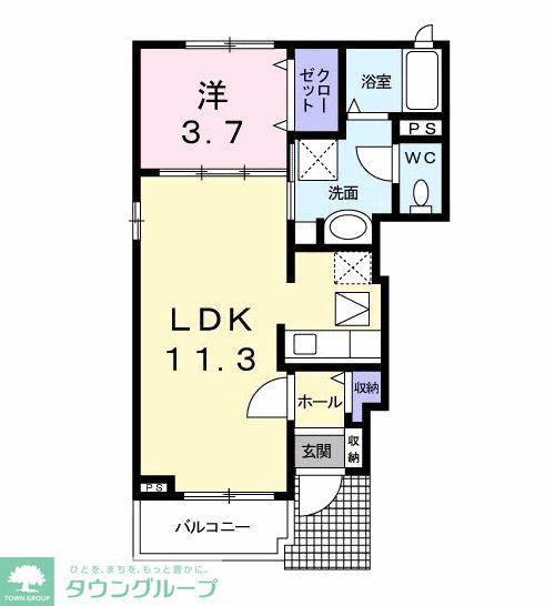 ノール・フランB(1LDK/1階)の間取り写真