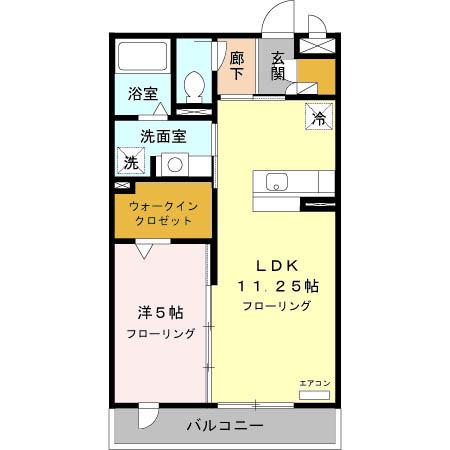 バラディー伏見(1LDK/1階)の間取り写真