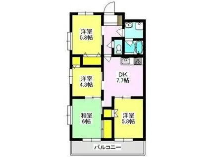 オ―ネストマンション(4DK/3階)の間取り写真